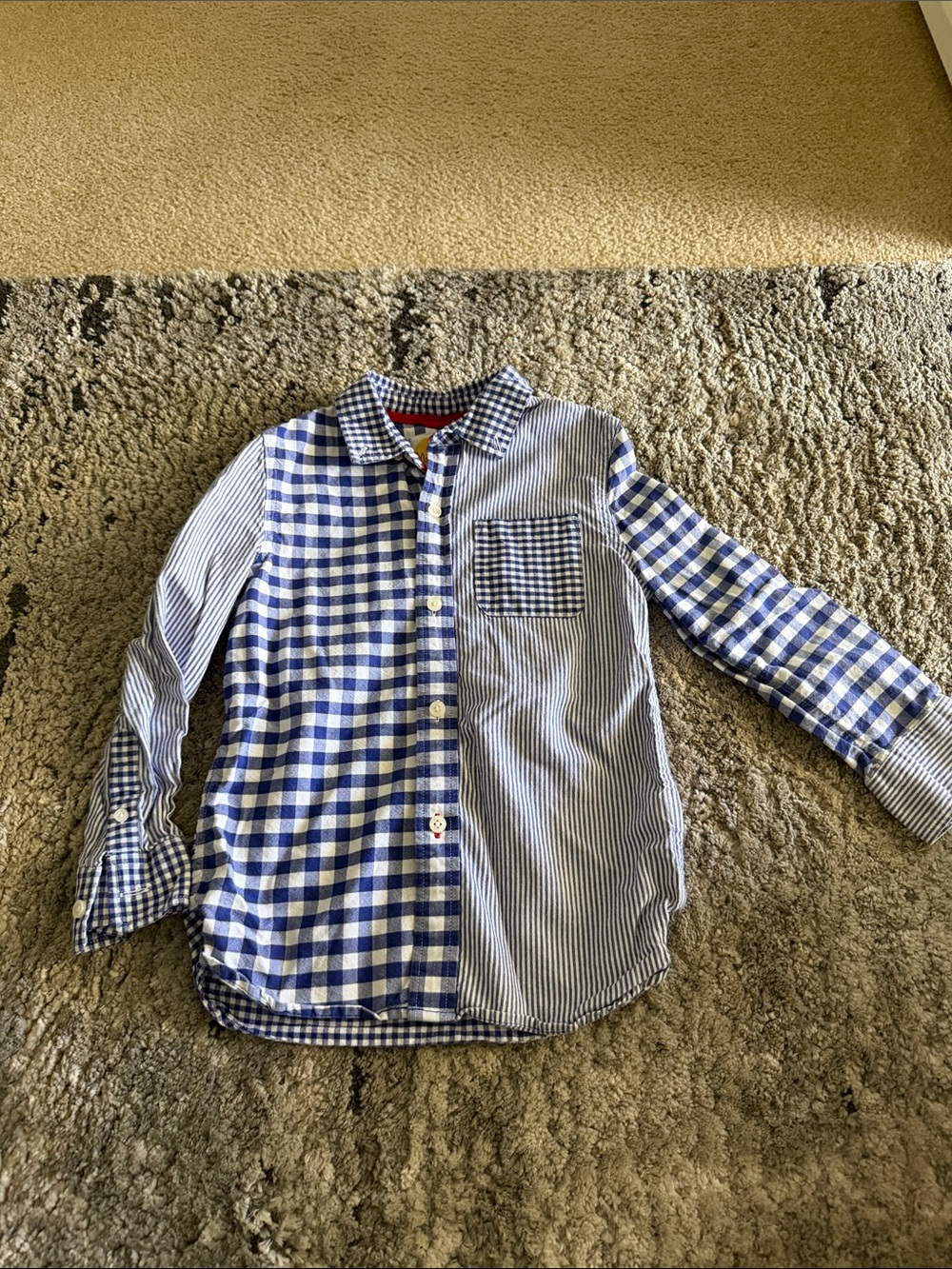 Blue Mixed-Pattern Button-Up Boys Shirt